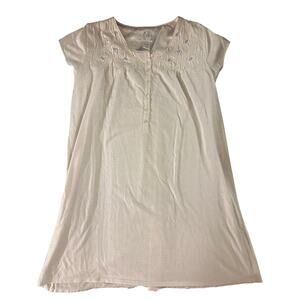 Aria White Embroidered Nightgown Women’s Cozy Sleep Dress Cottagecore Lounge S
